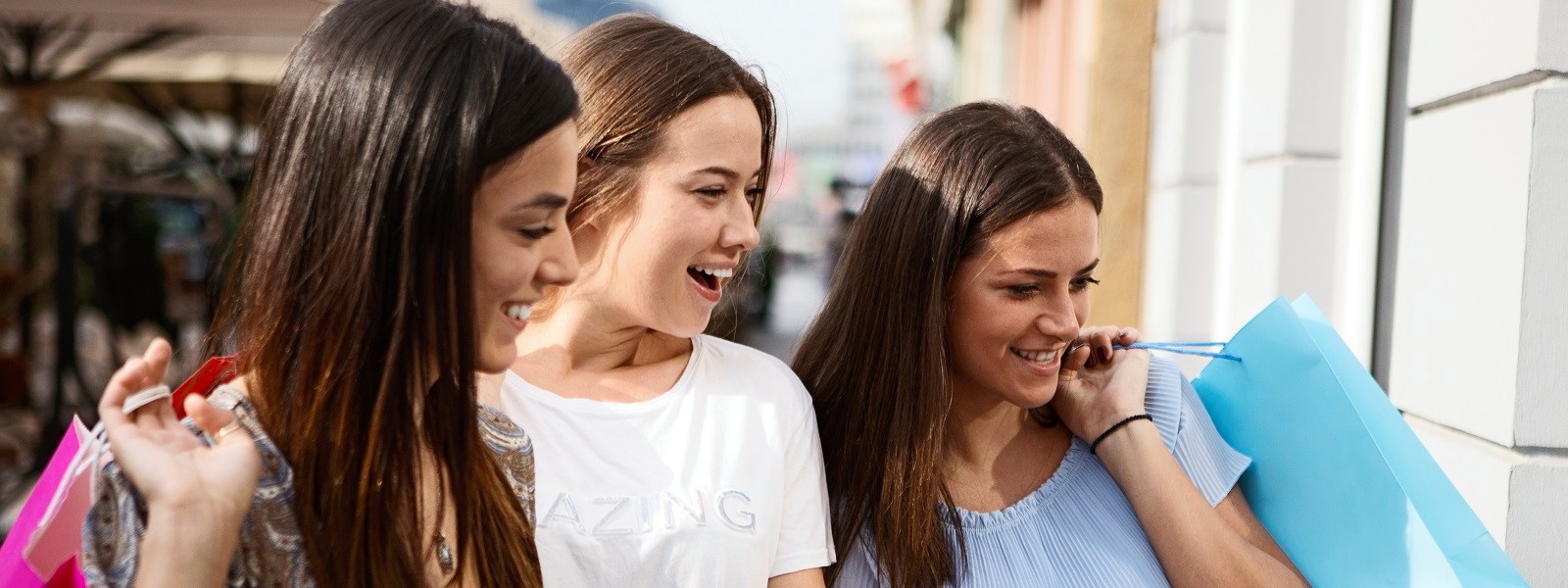 Happy women shopping